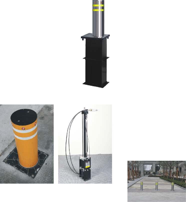 DBO-275H0-600 (Carbon Steel with powercoated) DBO-275H4-600 (AISI 304 Stainless Steel) The hydraulic-automatic bollard is normally applied in the government, nuclear power plant, military warehouses,