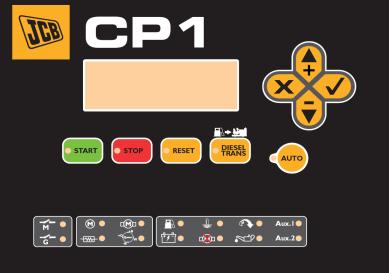 Control Panel JCB CP1 (Standard) The JCB CP1 control system is digital and has the capability to control, monitor and protect the generator.