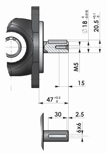 torque = 65 Nm Parallel keyed shaft 18 mm. diam.