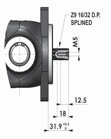 torque = 85 Nm Splined shaft Z = 9 SS2 Splined shaft