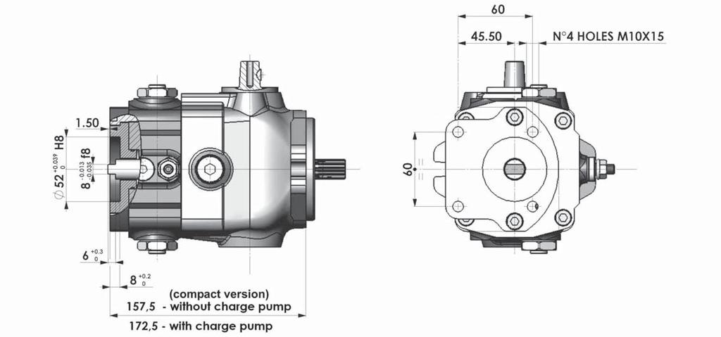 Rear Pump Flange Connections (Dimensions