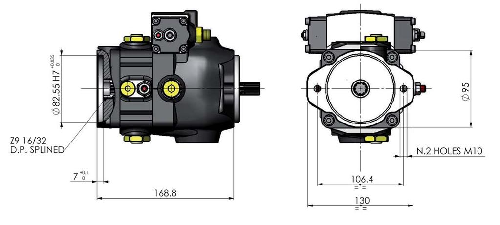 Rear Pump Flange Connections (Dimensions valid for all versions) SAE
