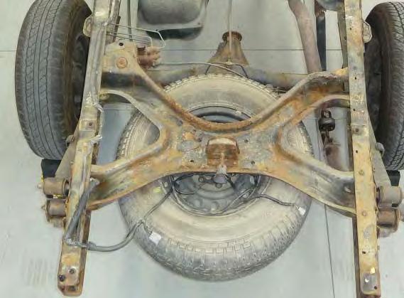 b) If OK (no rust perforation), you may use a frame contacting vehicle lift to inspect the frame cross members. c) Proceed to frame cross member inspection below. B.