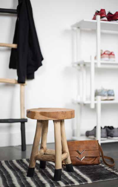 HARRY STOOL Solid teak wood, natural finish Feet dipped in