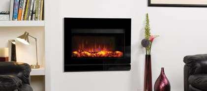 Alternatively you can use the optional wall mounting box to hang your fire on a flat wall. Finish Choice Black Glass Fuel Bed Log effect 1.0kW - 2.