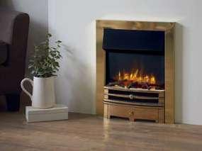 Logic2 Electric Chartwell with Polished-effect Brass front and frame, with Log-effect fuel bed.