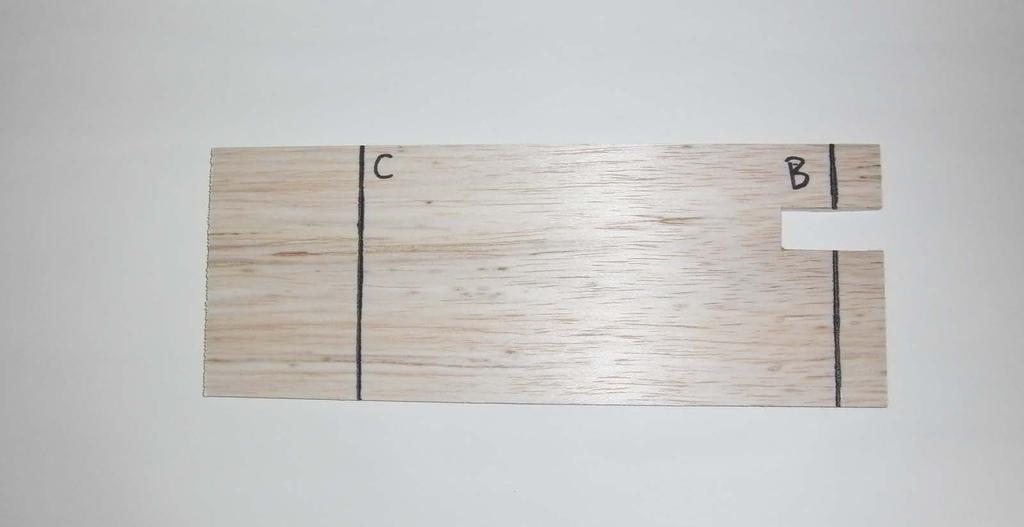 3. Draw Line C 2-1/2 from the other end of the same sheet of balsa wood. 4.
