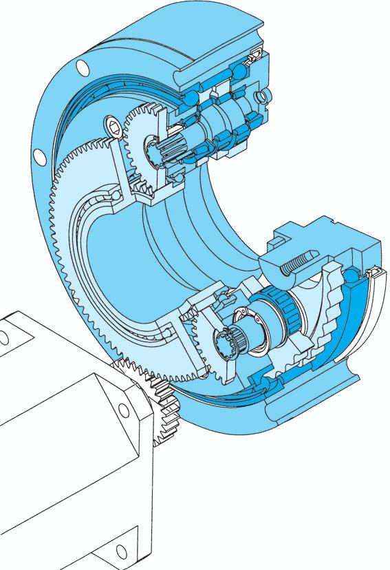 Precision Reduction Gear RV Features and construction of C series Hold flange Pin Spur gear Case Main bearing Hollow shaft structure Cables and other lines can pass through the reduction gear Allows