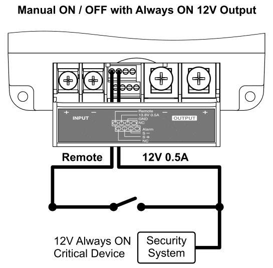 8. REMOTE TERMINAL FOR AUTOMATIC / MANUAL OUTPUT ON-OFF CONTROL 1. The DC-DC Converter can be set to control the output Manually or Automatically. 2. Application of the Remote Control Terminal: A.