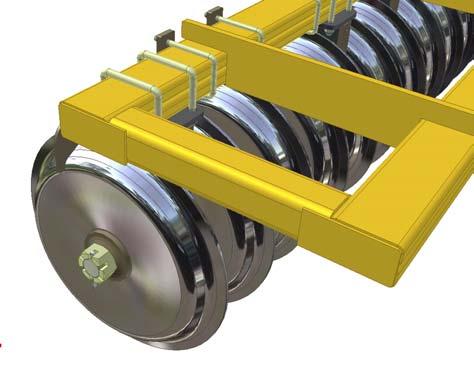 The rear DD roller carries a proportion of the machine s weight to ensure consolidation. It also regulates the depth of the disc units.