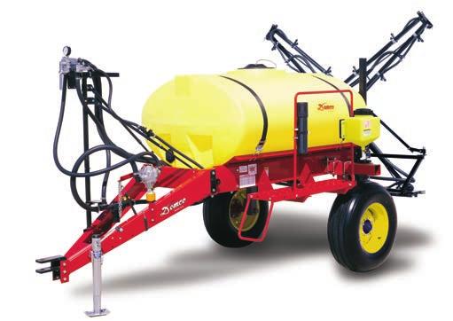SINGLE AXLE FIELD SPRAYERS 300 gallon Features Elliptical tank with two dual jet agitators and sump Large convenient step and work platform with safety rail A clean water tank is conveniently mounted