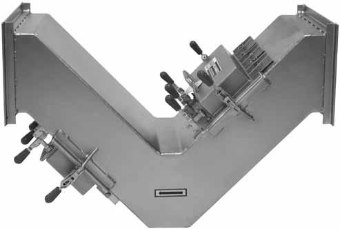 The rectangular ends of the Hump are flanged for mounting to pneumatic lines or gravity flow chutes. Adapters can be provided by Eriez or others for mounting to round pipe or other shaped outlets.