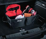 Cargo Tote features the Jeep brand logo and easily collapses for convenient storage. KATZKIN LEATHER INTERIORS.