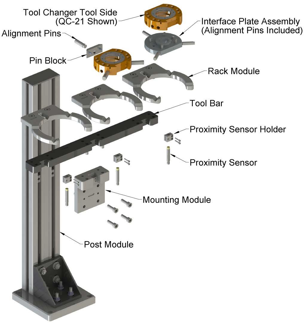 2.3 TSS Pin and Rack Tool Stands The TSS Pin and Rack Tool Stand system is compatible with ATI Tool Changer sizes QC-5 and QC-10 through QC-41.