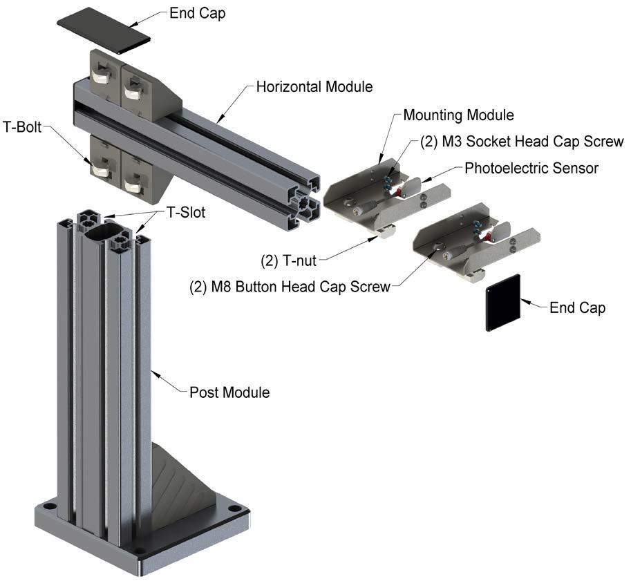 3.2 Installing TSS Tool Stands for QC-001 Tools required: 2.5 mm and 5 mm Allen wrench (hex key), torque wrench 1. Refer to the drawing for the model being assembled in Section 9.