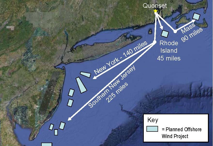 Wind Energy Deepwater Wind 117 acres under option (3 parcels, including a 14 acre waterfront parcel Terminal 5) Plan to build first offshore wind farm in the USA