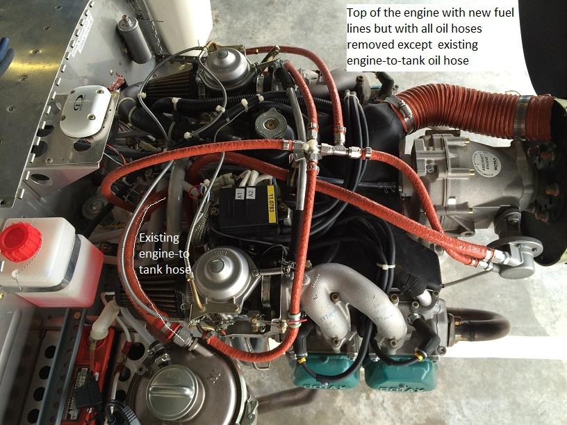 Tools required for installation: 1. Wrench Set Step 1: Please remove all oil hoses except for the existing engine to oil tank hose shown in this picture.