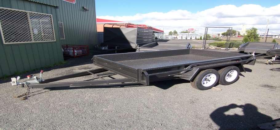 HEAVY DUTY TANDEM (includes rails over guards, side steps, Slimline Axles, Heavier Chassis, 4 Wheel Electric Brakes, Breakaway System, checker plate tailgates and, drawbar back to spring hanger,