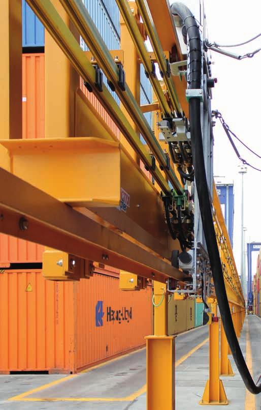 Plug-In Solution Reliability for the E-RTG TM With the plug-in system, conductor rails are mounted on a steel structure system bolted on top of a concrete base.