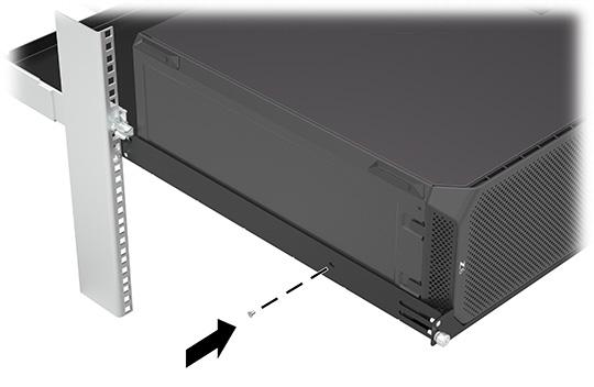 Secure the left side of the tray to the bottom of the computer using a #6-32 x 1/2 screw. 5.