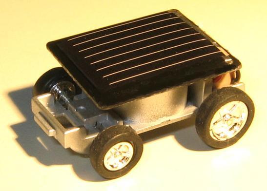 One is a small solar car for kids between 10 and 15 years old (although someone older has to help to assemble the