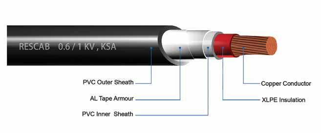 Your Partner in Safe Power Solutions Single Core - XLPE Insulated, Aluminum Tape Armoured, PVC Sheathed Cables IEC 60502-1 Copper Conductor CU/XLPE/ATA/PVC 0.