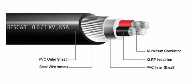 Your Partner in Safe Power Solutions Two Cores - XLPE Insulated, Steel Wire Armoured, PVC Sheathed Cables IEC 60502-1 Aluminium Conductor AL/XLPE/SWA/PVC 0.