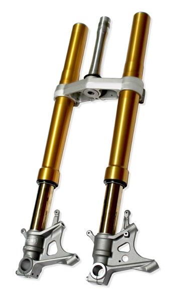 compatible with this Öhlins fork). Can be mounted without having to replace the existing brake disks, brake calipers and rims. ALUMINIUM BRACKET KIT cod.