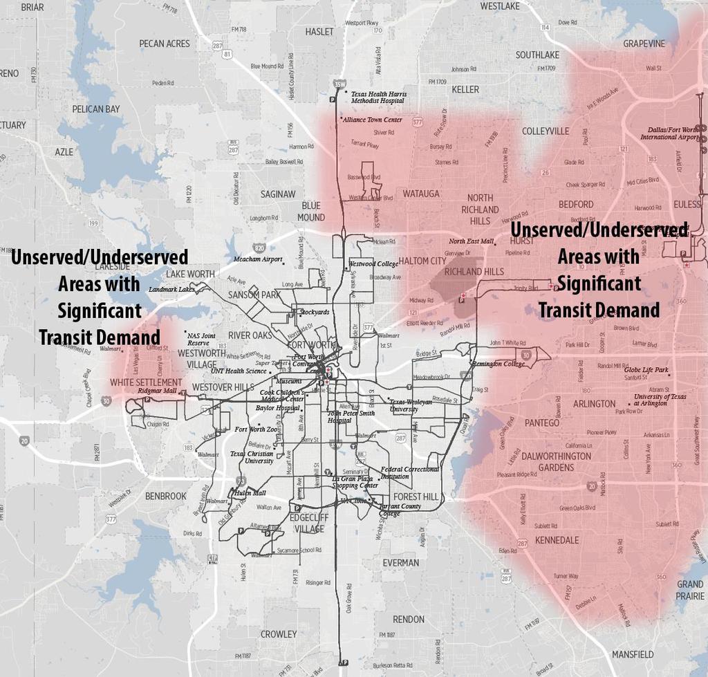These areas include much of the eastern half of the county, generally located in an arc east of I-35W to north and east of Route 287 in and around: Arlington DFW Airport Grapevine North Richland