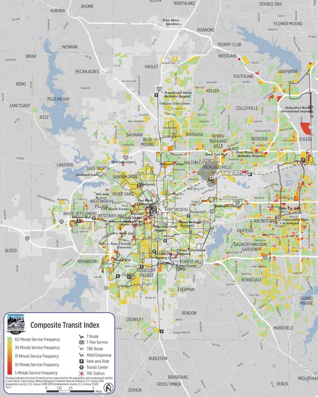 Note: These maps indicate underlying transit demand on a block group basis, and all routes serve many block groups.