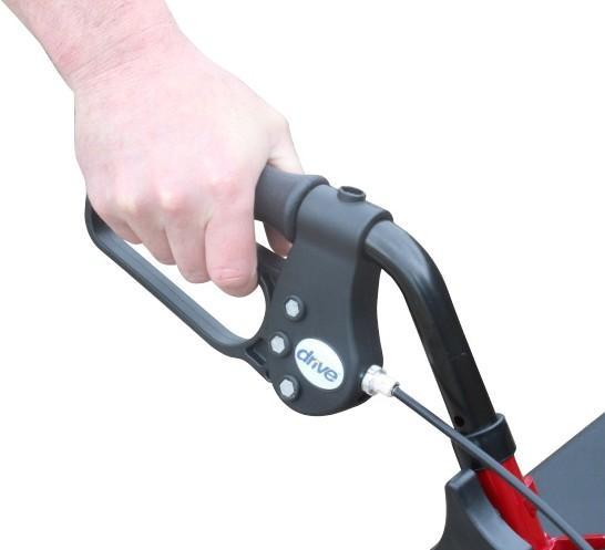 Adjust the height of the handlebars to suit the user, re-insert the tightening handles and tighten by turning clockwise to secure (as shown