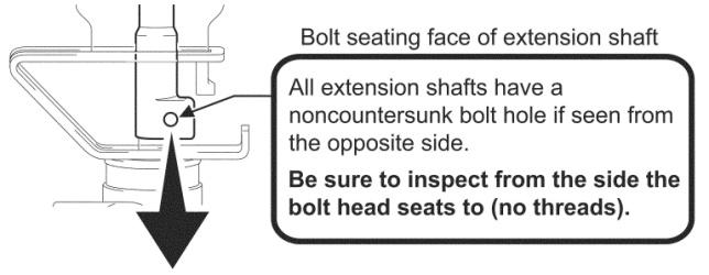 5. REMOVE THE EXTENSION SHAFT BOLT NOTE: It may be necessary to turn the wheels to access the bolt.