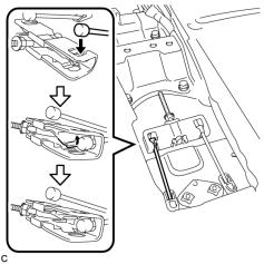 brake pull rod sub-assembly as shown in the illustration. (b) Connect the No. 2 parking brake cable assembly to the No. 1 parking brake pull rod sub-assembly.
