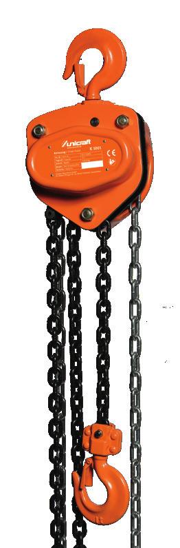 7 kg 35 kg 65 kg K 1000 K series Manual chain hoists for lifting work with up to 10 t load-carrying capacity XXIncreased efficiency and reduction of friction losses thanks to tempered gearwheels and