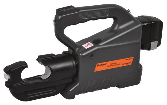 with battery Cu #8-500 kcmil Al #8-350 kcmil Li 12-Ton Open Crimp Tool Designed for one-handed control ram