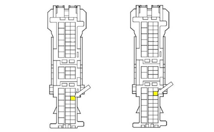 (h) 2013-2015: Locate the yellow wire, pin 50, on the 56 pin connector (Fig. 3-8 LEFT).