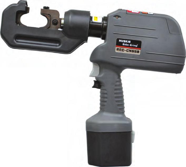 REC-CN558 ROBO*CRIMP TM 6 Ton Compression Tool with.95 Jaw Opening Accepts W, O and X Type Dies See Page 64 for Available Huskie Dies 6 Ton 9 lbs. with Battery 13 L x 12 H x 2.5 W Jaw Opening.
