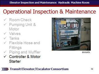 REVIEW slide Lastly, lets look at the controller and motor starter for inspection and maintenance.
