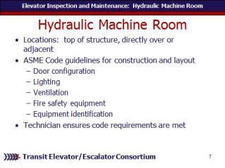 Module Length: 300 min Time remaining: 300 min This section: 30 min (11 slides) Section start time: Section End Time: REVIEW slides A hydraulic elevator's machine room is typically located at the top