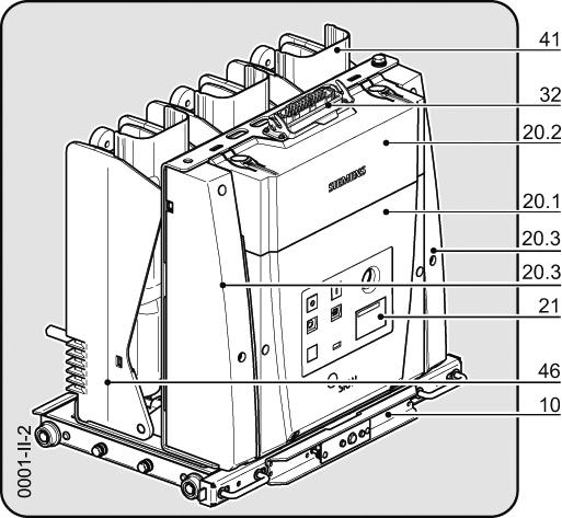 Description Fig. 18 3AE1-1250 A, operating mechanism side with separator panel (to the system and the operating mechanism side) and cartridge insert Fig.