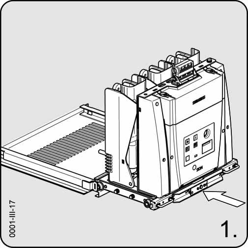 Mounting Installing the vacuum circuit-breaker SION with cartridge insert Fig. 116 Example 3AE1 - Inserting into guide rails Fig.