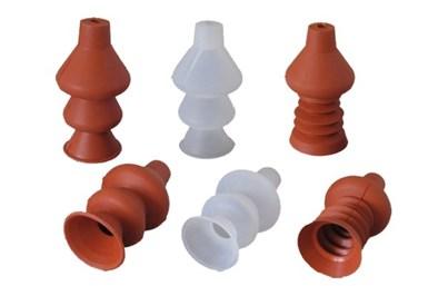 05 diameter cups available Flat cups hold firm to smooth surfaces Available in silicone for high temperature applications Silicone cups are preferred for food processing applications Chloroprene cups