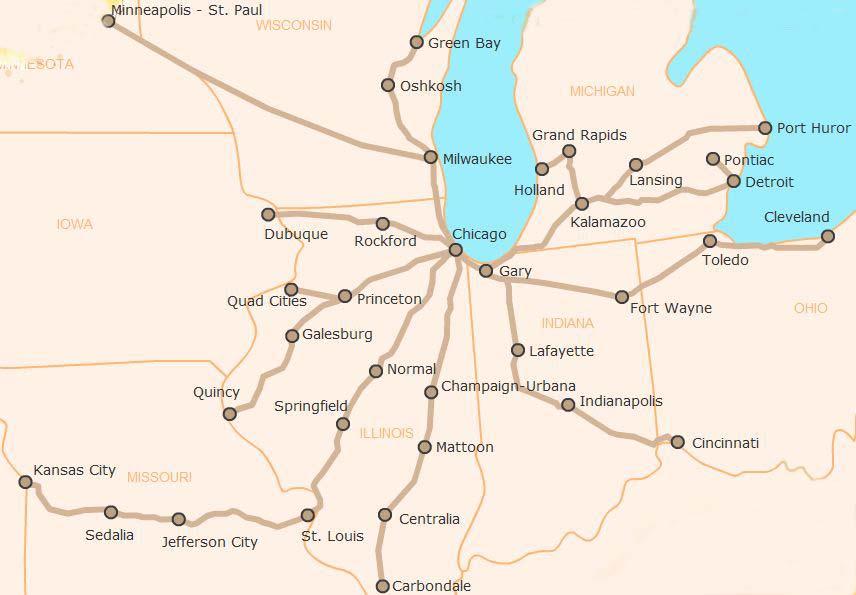 High Speed Rail / Improved Intercity Passenger Rail Midwest Regional Rail Initiative A 3,000 mile network of fast, frequent intercity trains Corridors with improvements