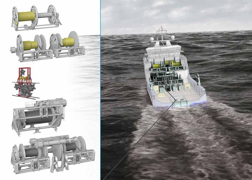 ING STEMS THE NEW GENERATION ANCHOR HANDLING AND TOWING SYSTEM The new Huisman electric driven anchor handling and towing winches have extended functionality.