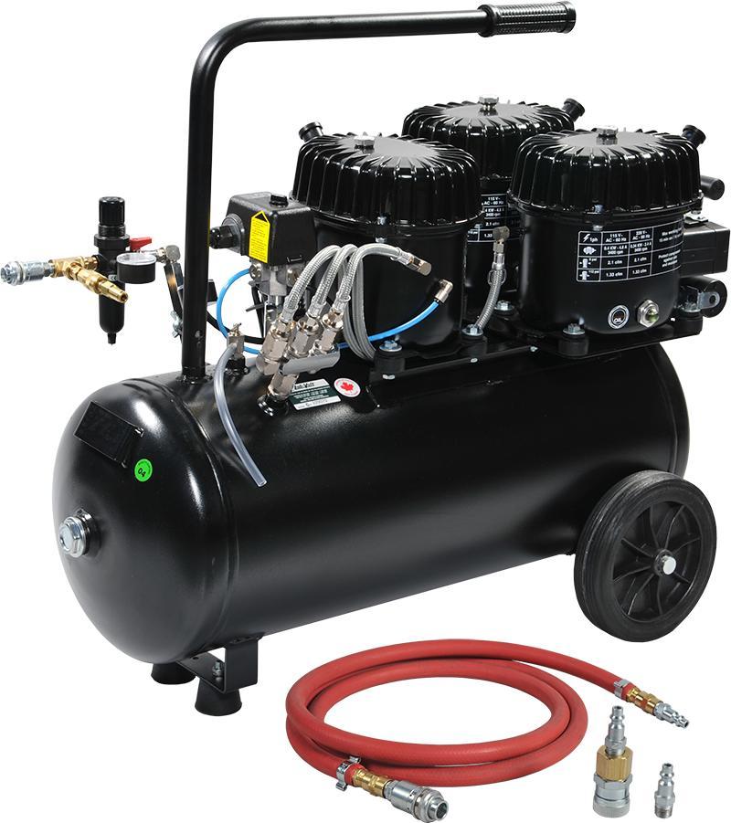 Air Compressor (Optional) 6410-B0 The Air Compressor is a quiet device well suited for classroom and school laboratories. It is provided with a tank, pressure regulator, pressure gauge, and a hose.