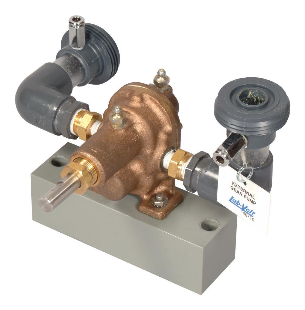 External Gear Pump (Optional) 46710-10 The External Gear Pump is used to study the characteristics of this type of pumps and the maintenance that they require.