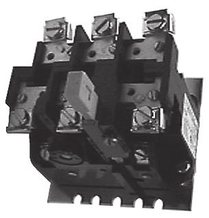 The relay is a bimetal actuated type with a normally closed control circuit contact. An optional isolated normally open control circuit contact is available for field mounting.