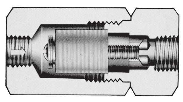 Body Size and End Connection Style Connections: 1/4-inch NPT Length: 3-1/4-inches (83 mm) Compact Design Install in any Position Economical Maximum Working Pressure 1400 psig (96,5 bar) Flow