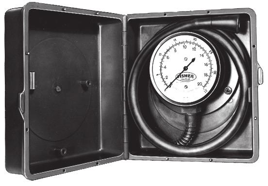 Type 50P Pressure Gauge The Type 50P-2 pressure gauge has a plastic carrying case and a three foot flexible hose on the gauge.