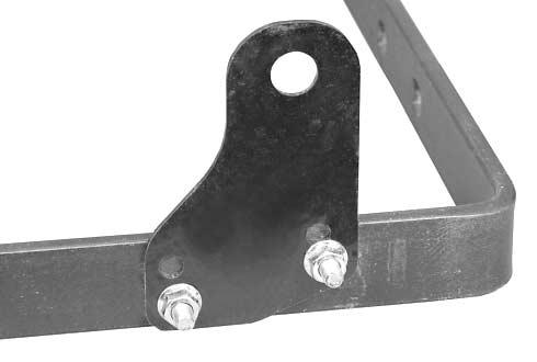 Place the lift frame () on a bench or flat surface, with the slotted ends to the left, and the offset square mounting holes at the right side